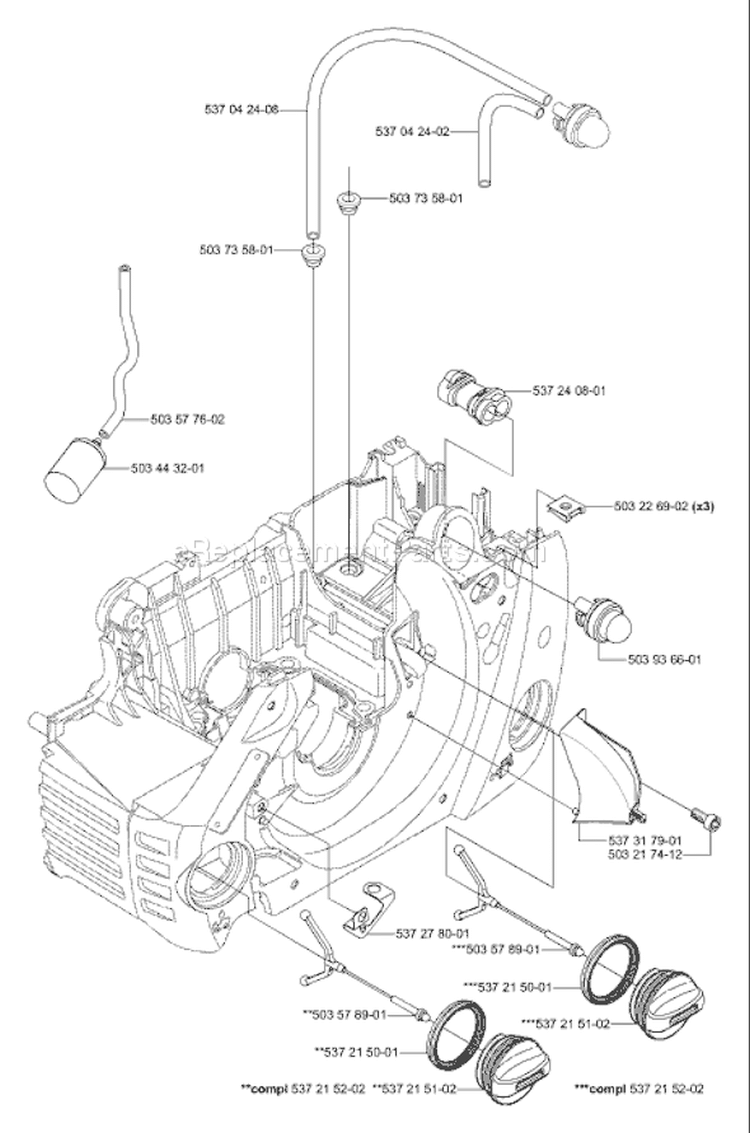 Page G Diagram and Parts List for 455 2004-10 Husqvarna Chainsaw