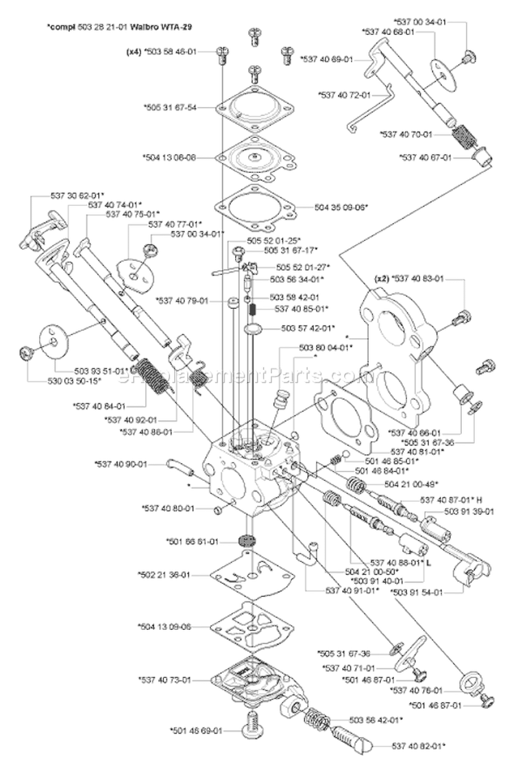 Page B Diagram and Parts List for 455 2005-01 Husqvarna Chainsaw