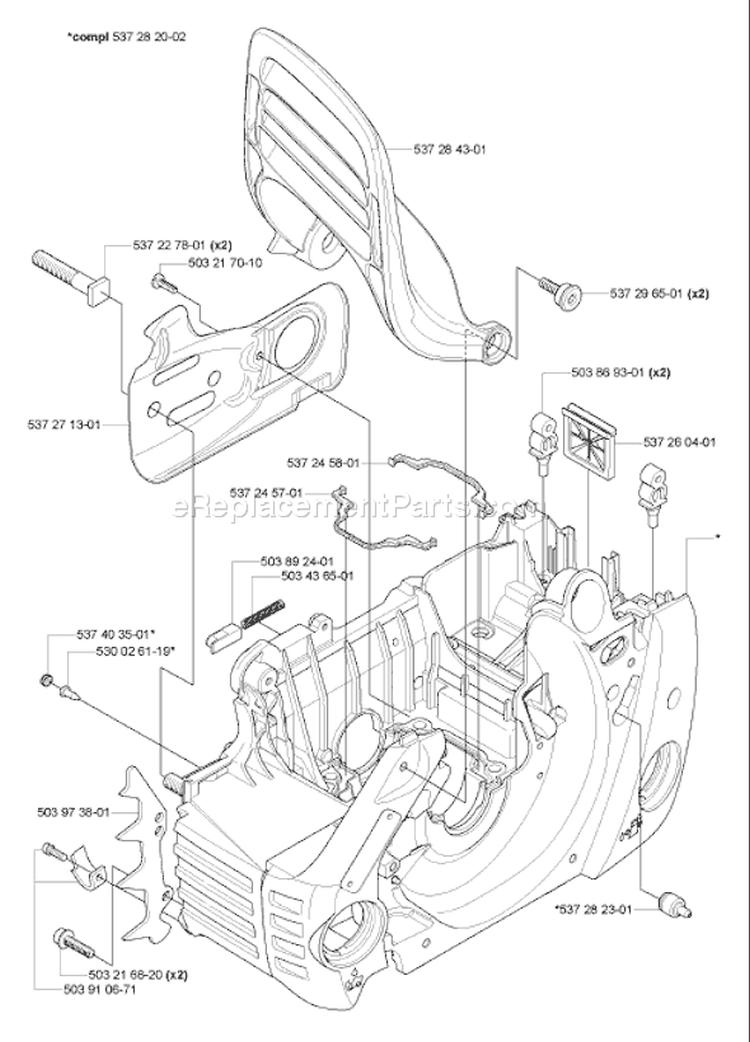 Page E Diagram and Parts List for 455 2005-01 Husqvarna Chainsaw