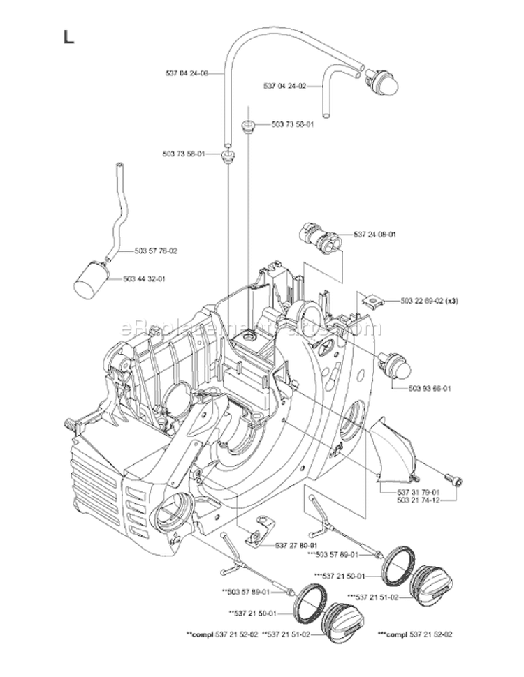 Page G Diagram and Parts List for 455 2005-01 Husqvarna Chainsaw