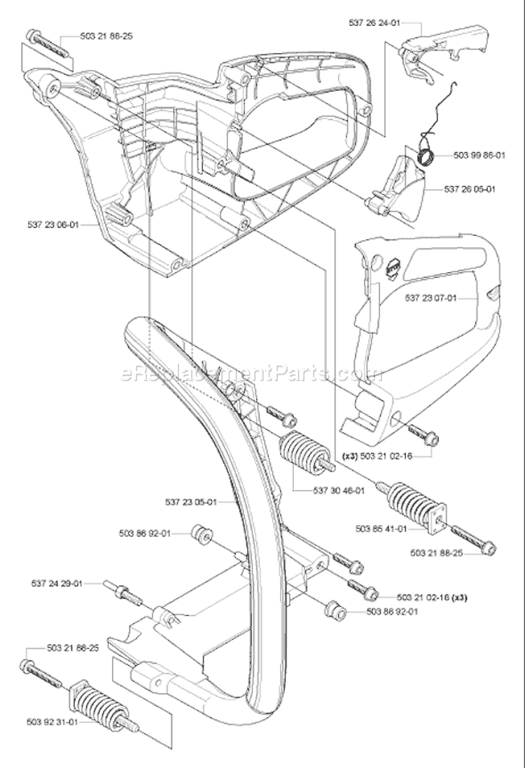 Page H Diagram and Parts List for 455 2005-01 Husqvarna Chainsaw