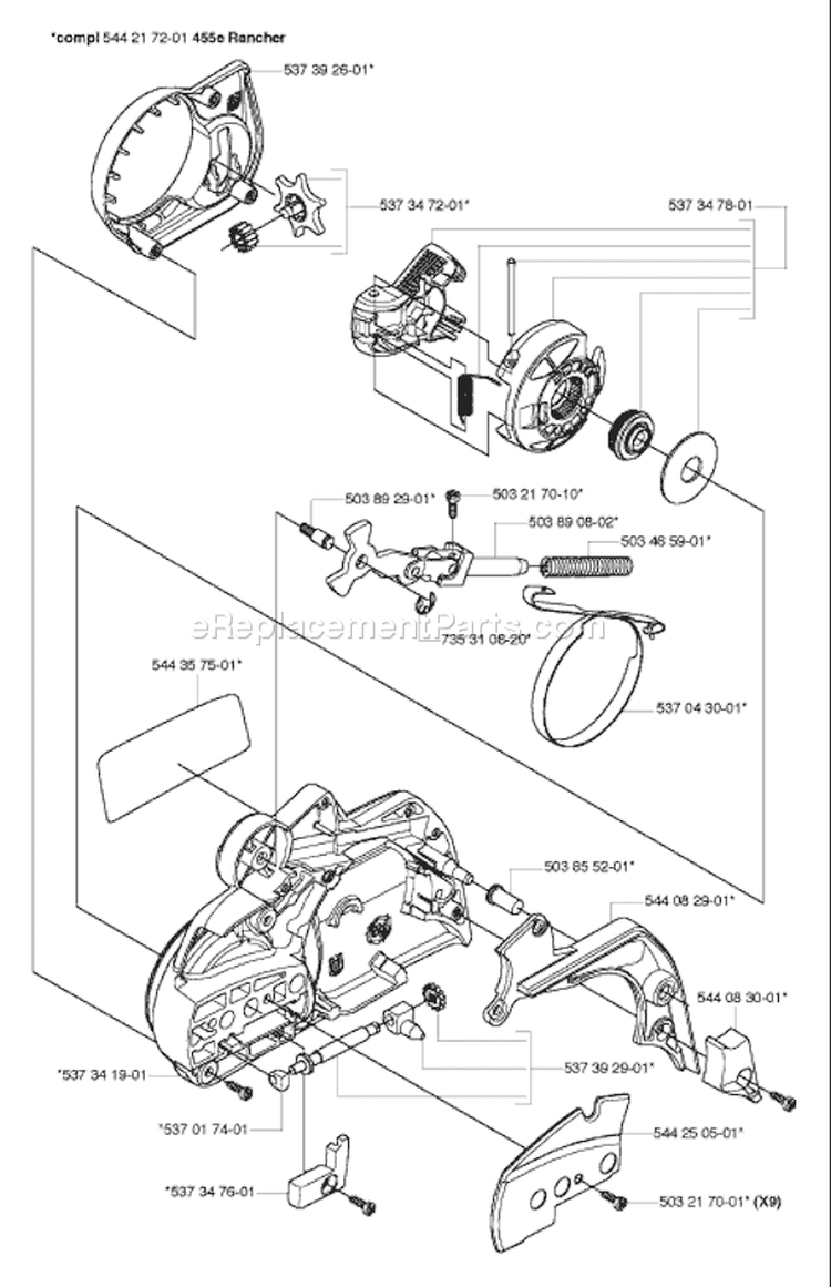 Page C Diagram and Parts List for 455E 455 E 2006-06 Husqvarna Chainsaw