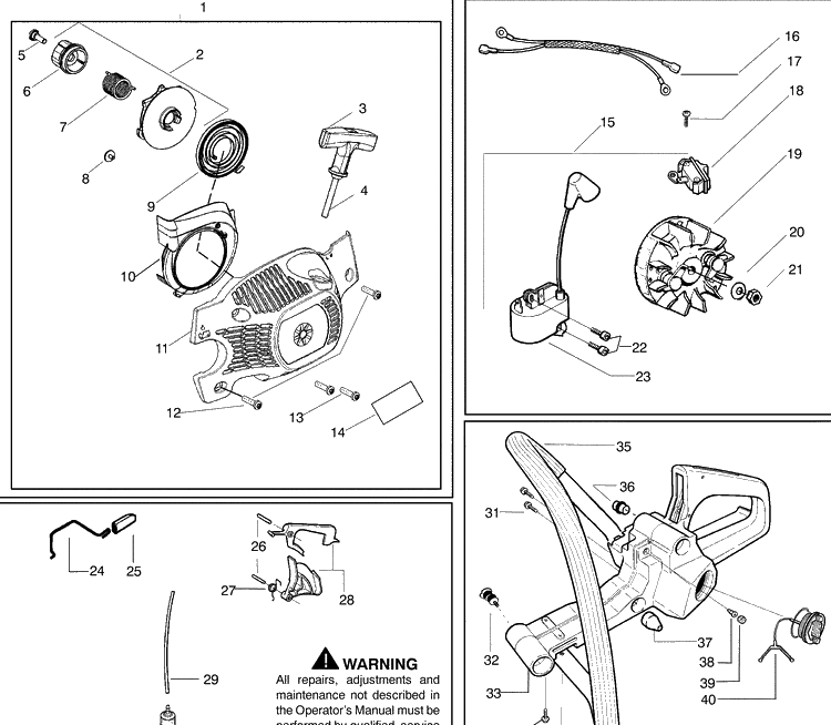 Repair Parts 4 Diagram and Parts List for 142 2009-03 Husqvarna Chainsaw