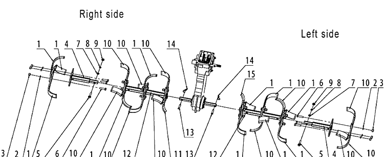 Cutting Blade Diagram and Parts List for TF338P  Husqvarna Cultivator