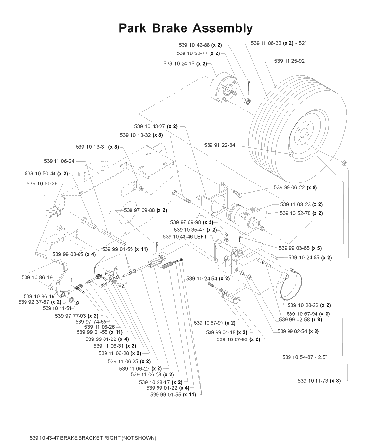 Parking Brake Diagram and Parts List for LZ25 968999310 Husqvarna Lawn Mower