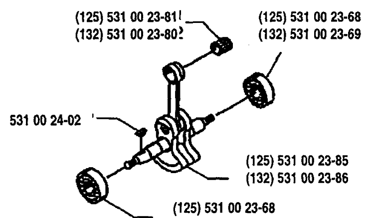 Crankshaft Diagram and Parts List for 125L 1993-04 Husqvarna Trimmer