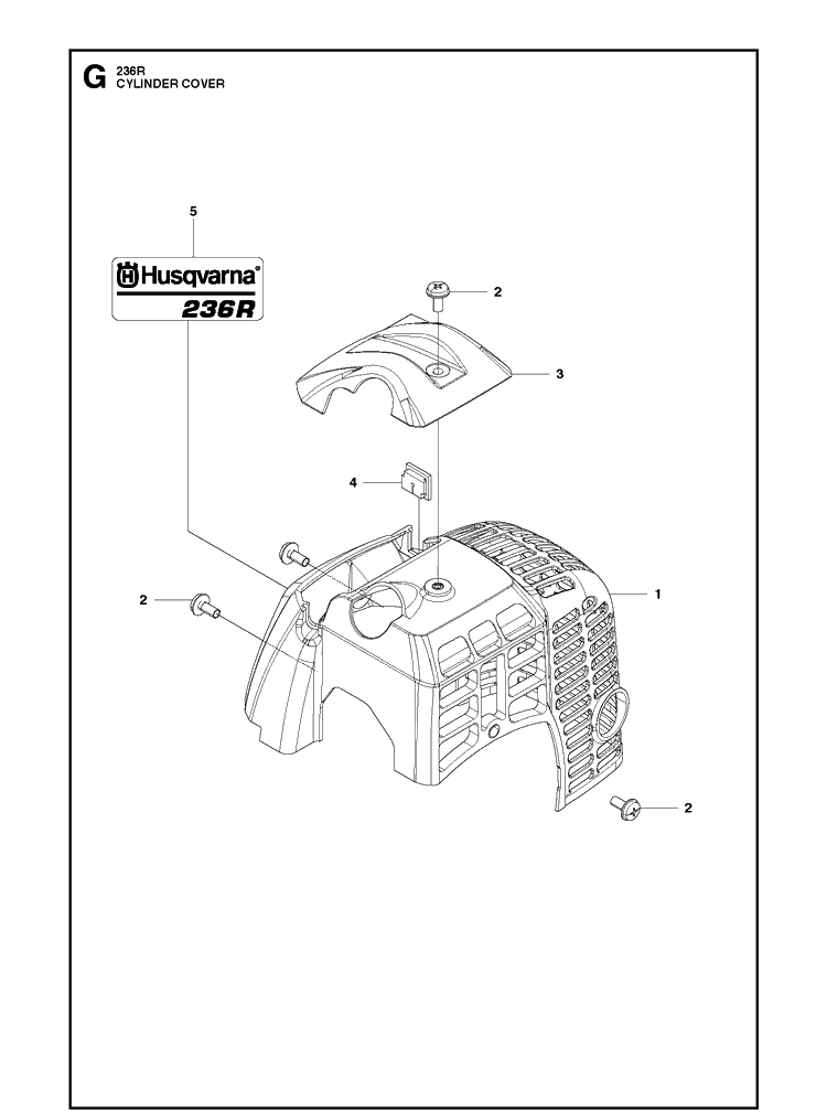 Cylinder Cover 2 Diagram and Parts List for 236R  Husqvarna Brush Cutter