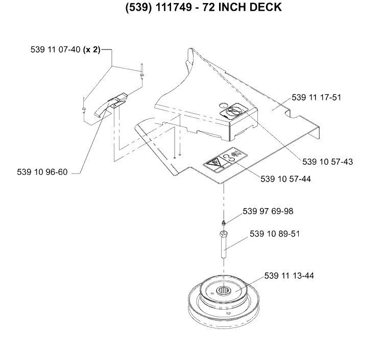 Drive Kit (72 Inch Deck) Diagram and Parts List for HCS1372 (539111750)(2005-03) Husqvarna Lawn Tractor Accessories