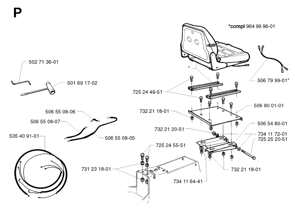 Accessories Diagram and Parts List for PF21 2002-05 Husqvarna Lawn Tractor