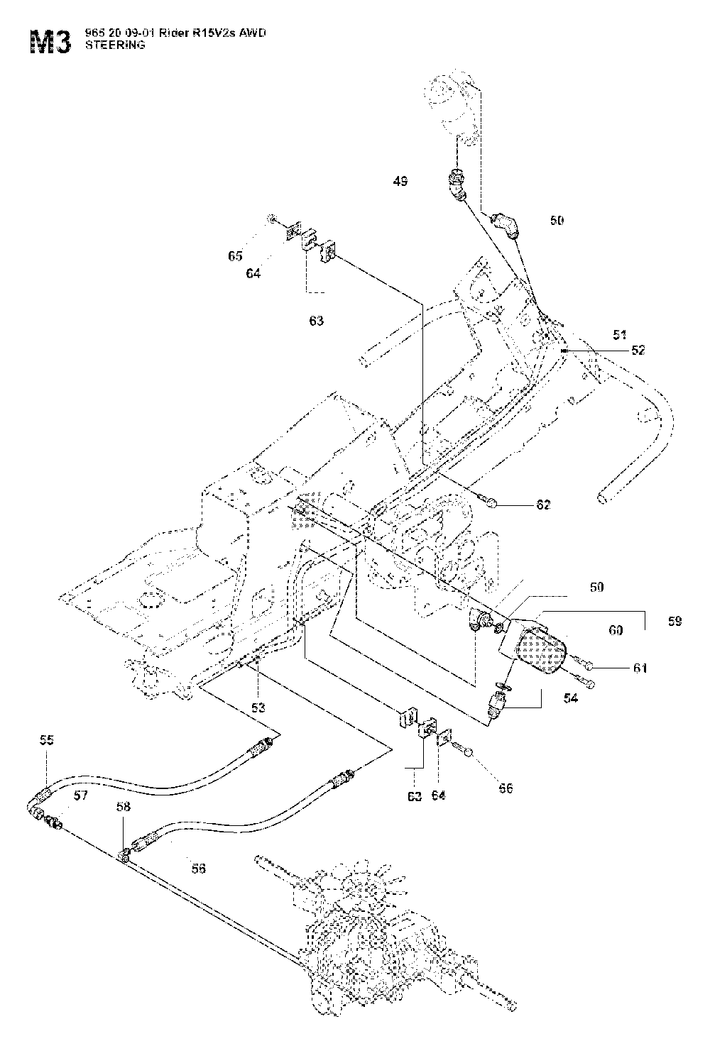 Steering Diagram and Parts List for RIDER15V2SAWD (965200901)(2008-01) Husqvarna Lawn Tractor