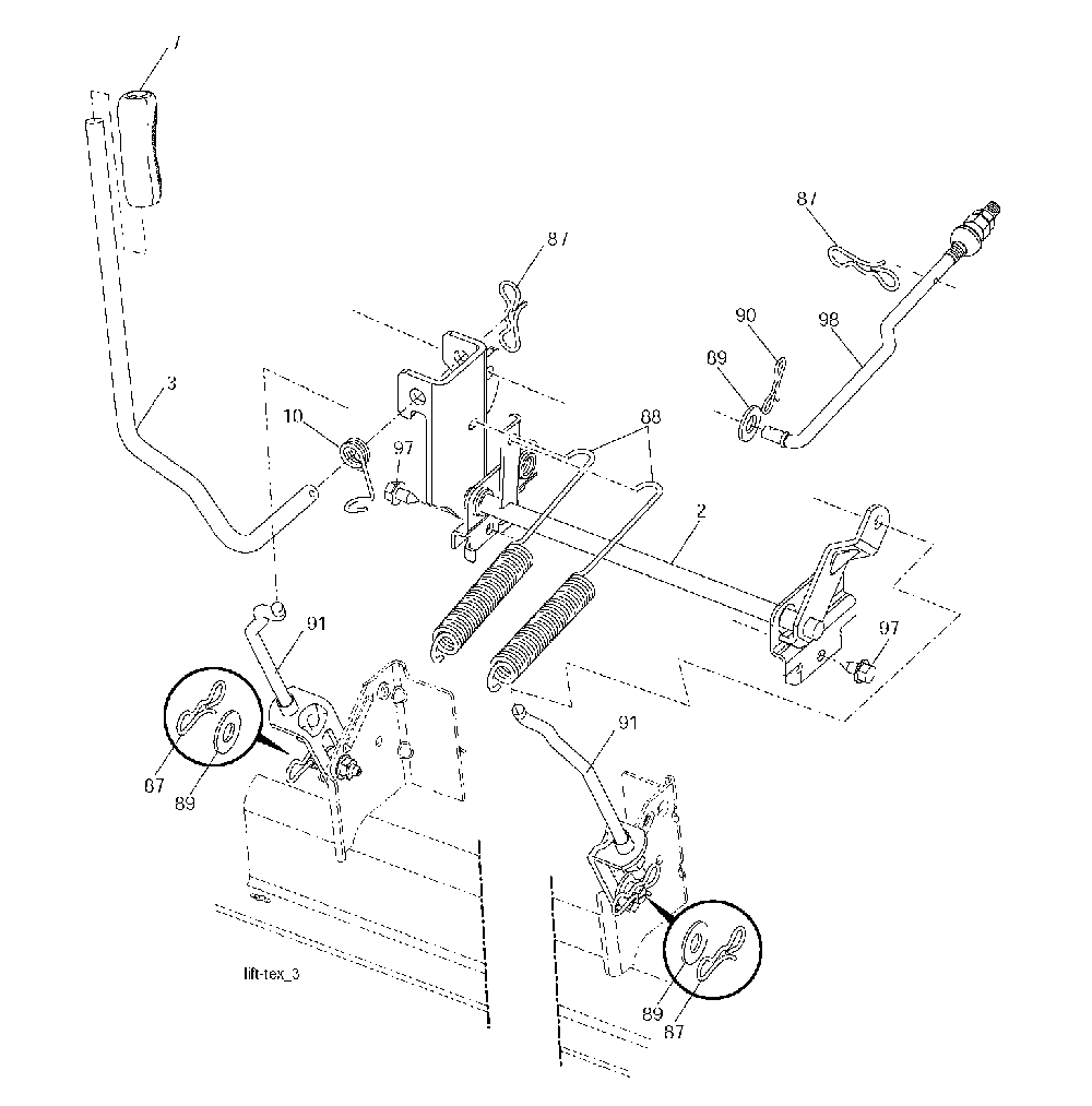 Mower Lift / Deck Lift Diagram and Parts List for GTH260TWIN (96041004502)(2008-09) Husqvarna Lawn Tractor