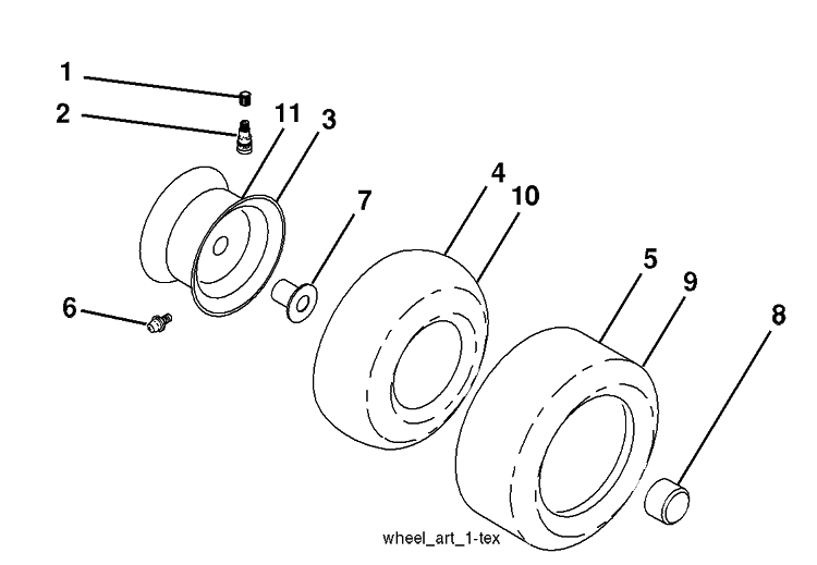 Wheels And Tires Diagram and Parts List for 2348LS (96043004900)(2008-03) Husqvarna Lawn Mower