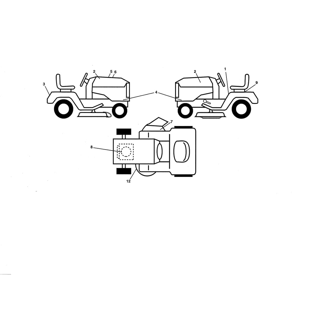 Decals Diagram and Parts List for 96045005500  Husqvarna Lawn Tractor