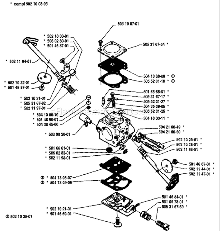 Page B Diagram and Parts List for 40 1987-01 Husqvarna Chainsaw