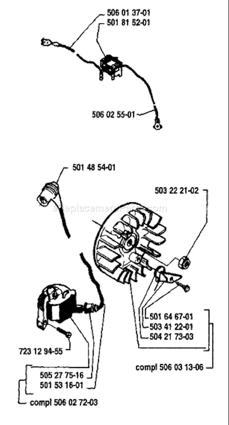 Page G Diagram and Parts List for 40 1987-01 Husqvarna Chainsaw
