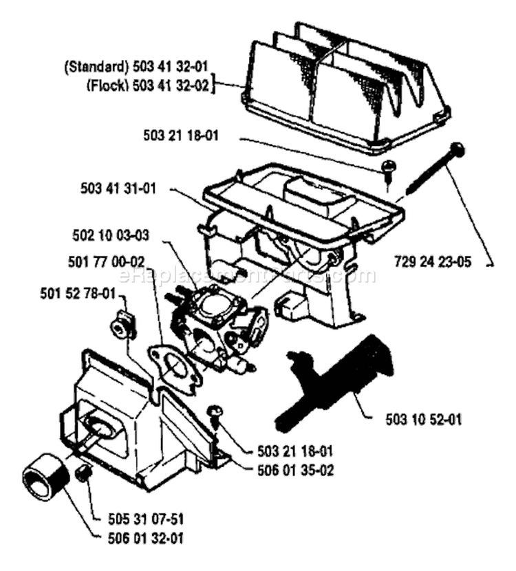 Page A Diagram and Parts List for 45 1988-02 Husqvarna Chainsaw