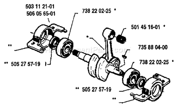 Page D Diagram and Parts List for 45 1988-02 Husqvarna Chainsaw