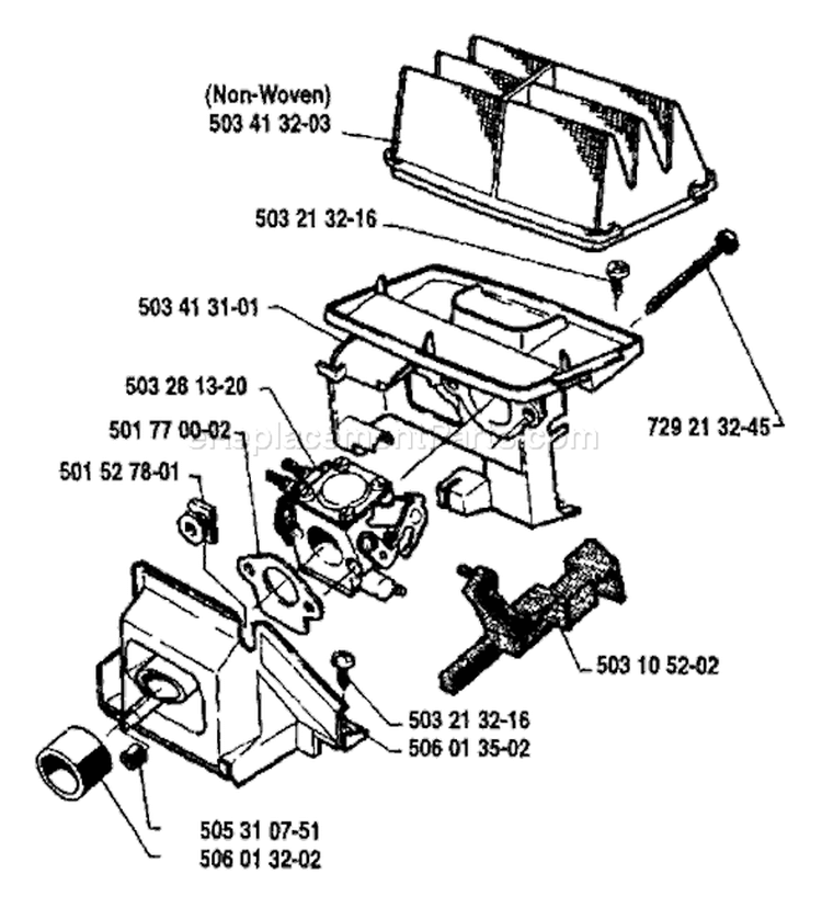 Page A Diagram and Parts List for 45 1989-06 Husqvarna Chainsaw