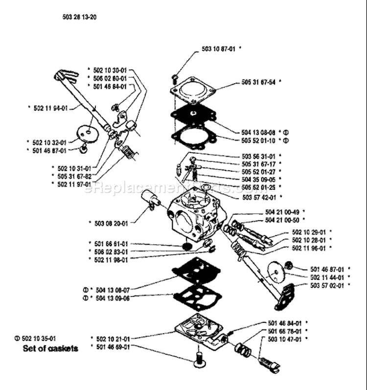 Page B Diagram and Parts List for 45 1989-06 Husqvarna Chainsaw