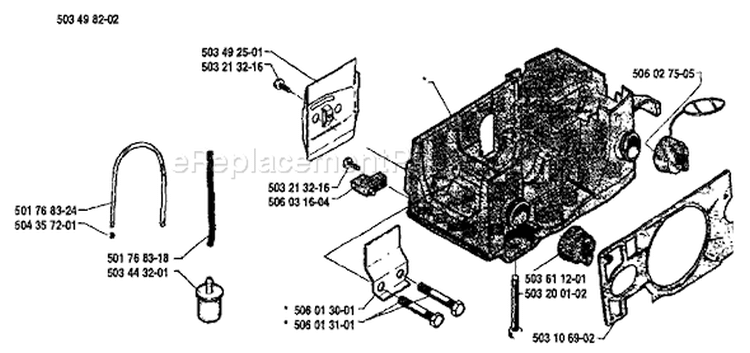 Page E Diagram and Parts List for 45 1989-06 Husqvarna Chainsaw