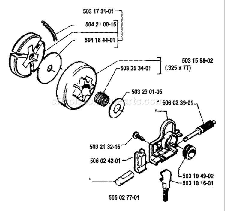 Page I Diagram and Parts List for 45 1989-06 Husqvarna Chainsaw