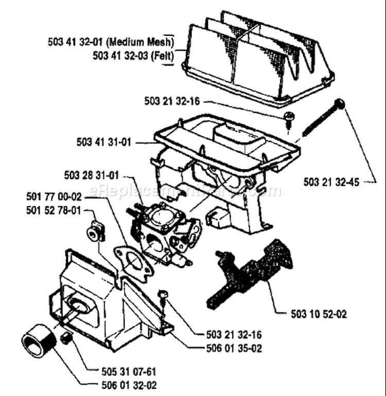 Page A Diagram and Parts List for 45 1990-06 Husqvarna Chainsaw