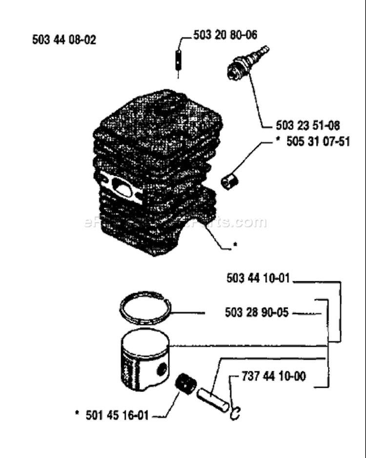 Page J Diagram and Parts List for 45 1990-06 Husqvarna Chainsaw