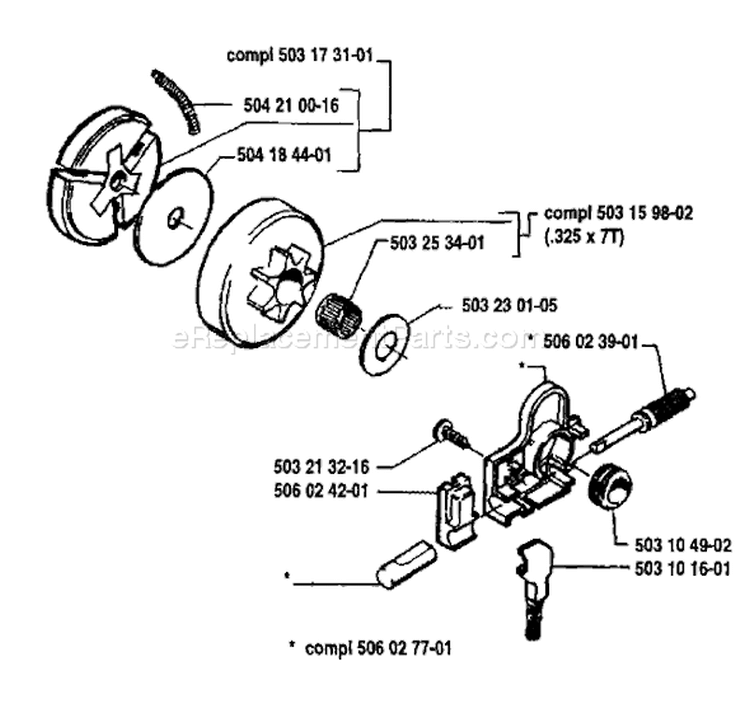 Page D Diagram and Parts List for 45 1990-06 Husqvarna Chainsaw