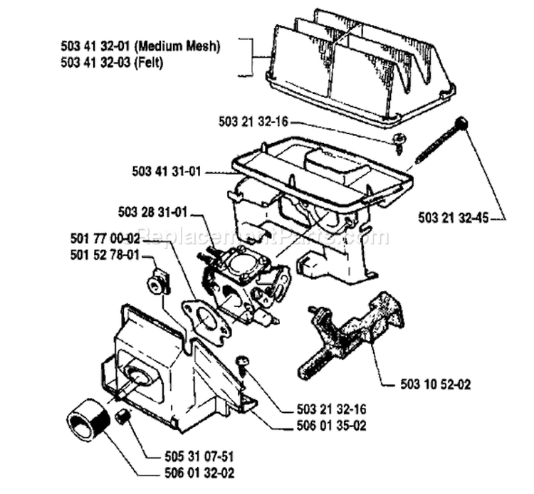 Page A Diagram and Parts List for 45 1991-06 Husqvarna Chainsaw