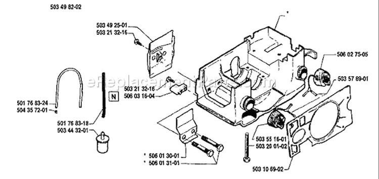 Page D Diagram and Parts List for 45 1991-06 Husqvarna Chainsaw