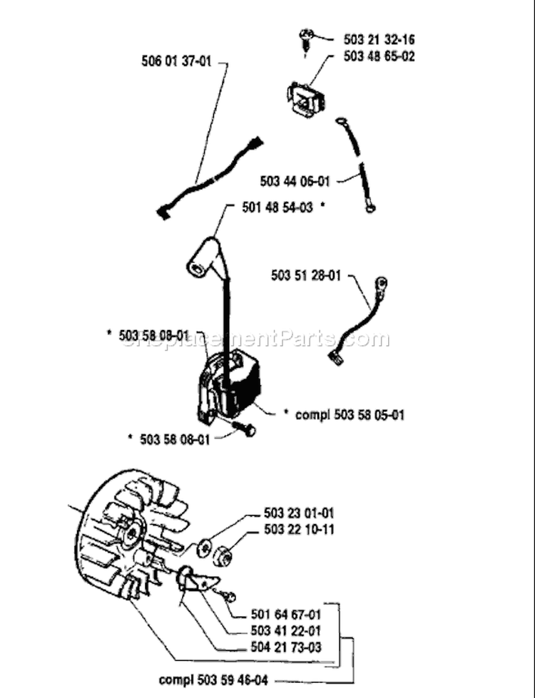 Page F Diagram and Parts List for 45 1991-06 Husqvarna Chainsaw