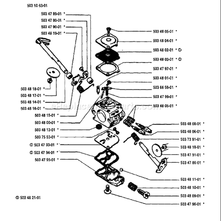 Page B Diagram and Parts List for 40 1995-06 Husqvarna Chainsaw