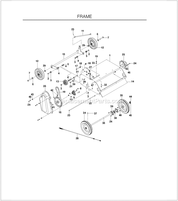 Frame Diagram and Parts List for SD22  Husqvarna Lawn Tractor Accessories