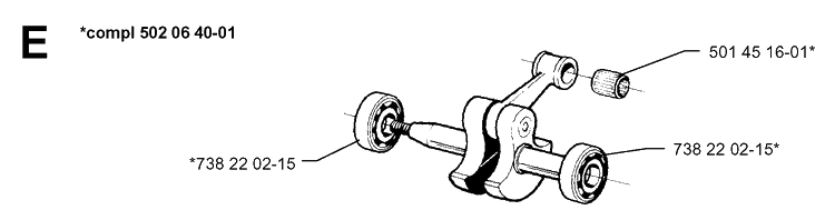 Crankshaft Diagram and Parts List for 250PS 19960500001-19984000000 Husqvarna Pole Saw