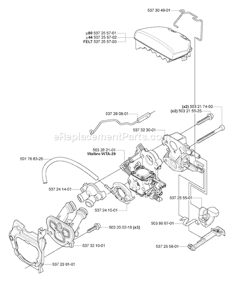 Page A Diagram and Parts List for 460 2005-03 Husqvarna Chainsaw