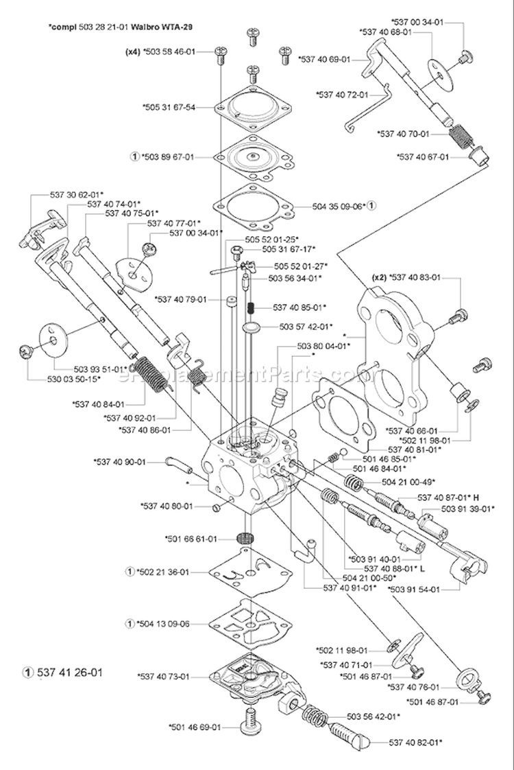Page B Diagram and Parts List for 460 2005-03 Husqvarna Chainsaw