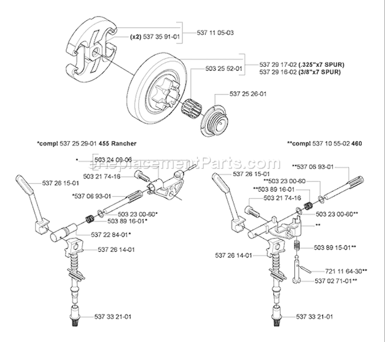 Page D Diagram and Parts List for 460 2005-03 Husqvarna Chainsaw