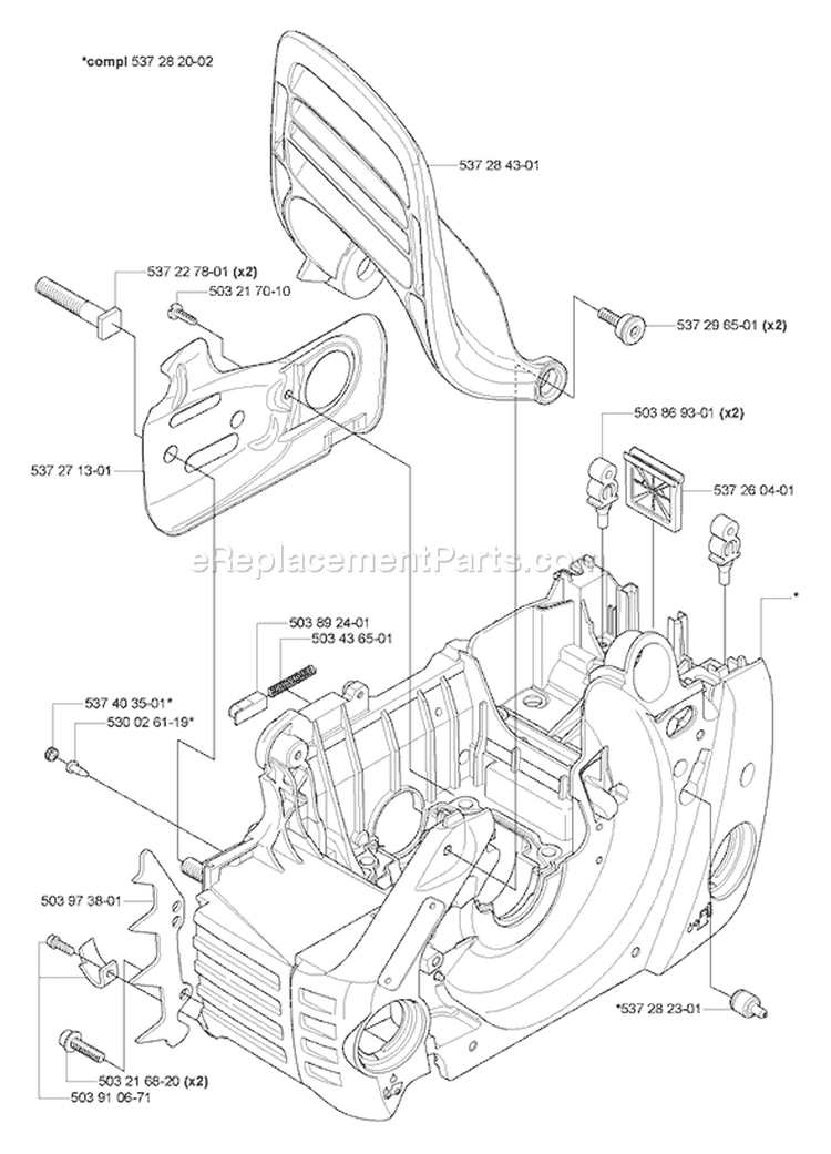 Page E Diagram and Parts List for 460 2005-03 Husqvarna Chainsaw