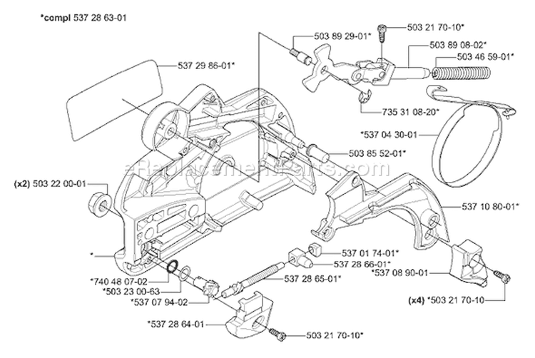 Page C Diagram and Parts List for 455 2006-02 Husqvarna Chainsaw