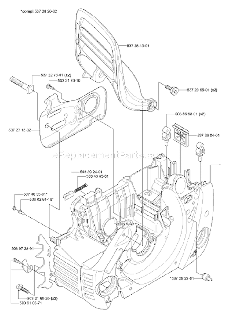 Page E Diagram and Parts List for 455 2006-02 Husqvarna Chainsaw