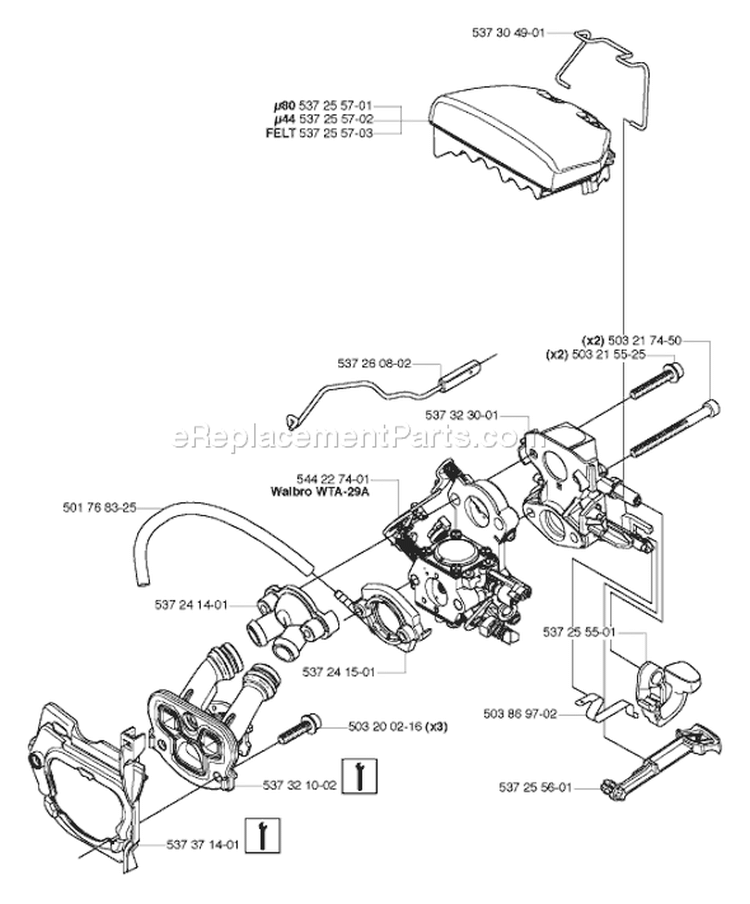 Page A Diagram and Parts List for 455 2006-06 Husqvarna Chainsaw