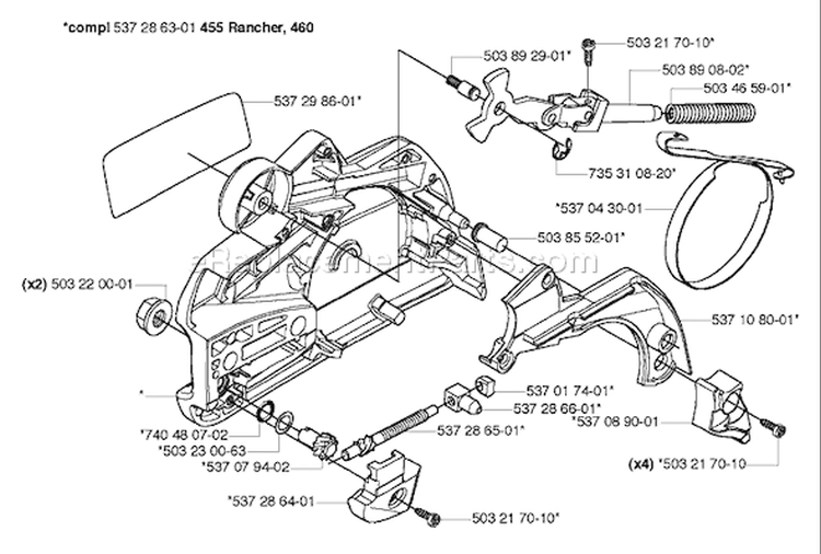 Page C Diagram and Parts List for 455 2006-06 Husqvarna Chainsaw