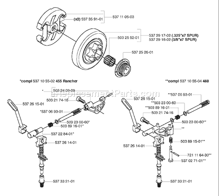 Page D Diagram and Parts List for 455 2006-06 Husqvarna Chainsaw