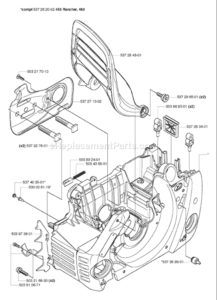 Page E Diagram and Parts List for 455 2006-06 Husqvarna Chainsaw