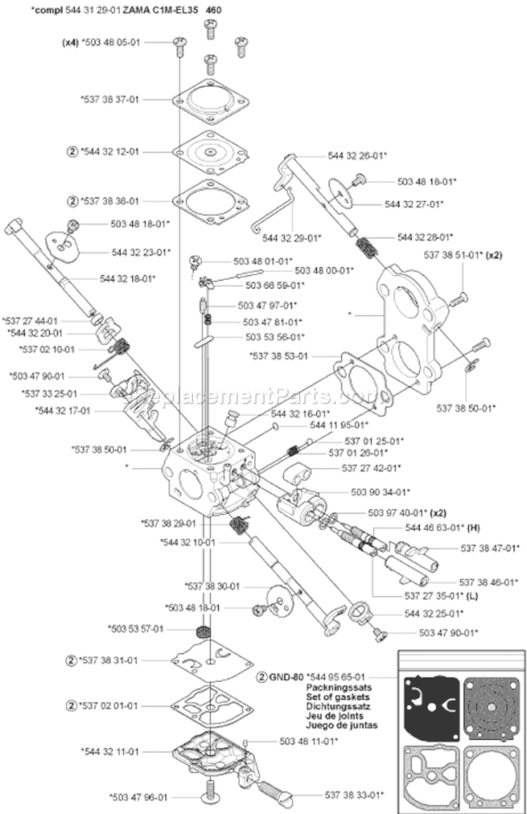 Page B Diagram and Parts List for 460 2007-01 Husqvarna Chainsaw