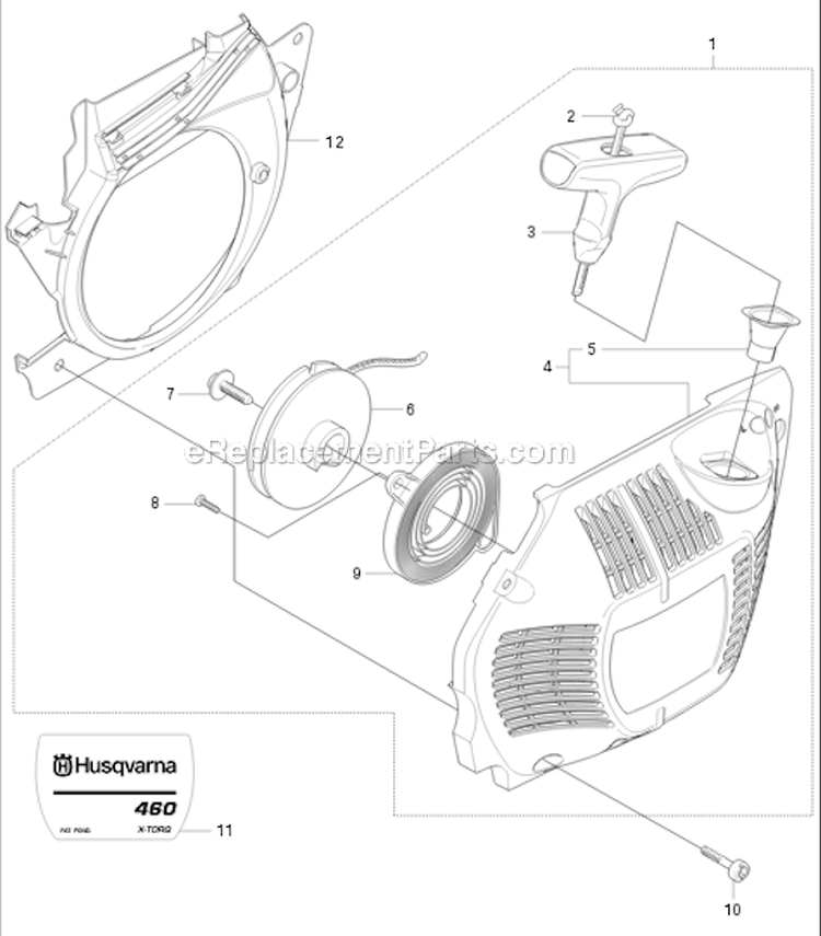 Page D Diagram and Parts List for 460 2011-01 Husqvarna Chainsaw