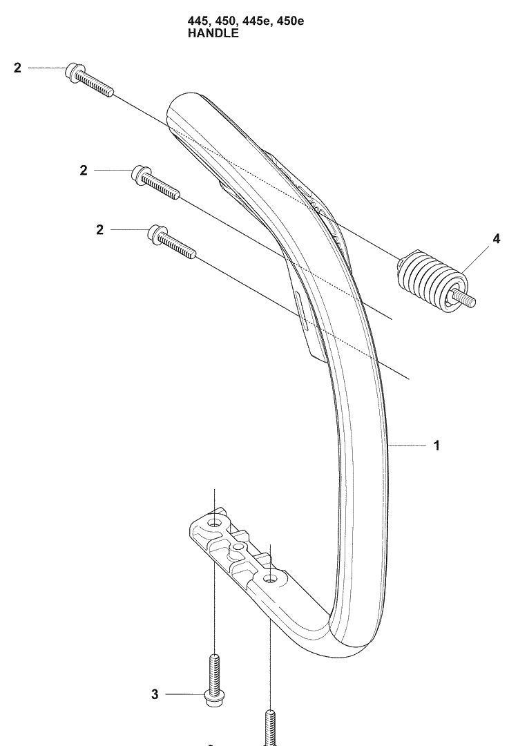 Handle Diagram and Parts List for 450E 2009-02 Husqvarna Chainsaw