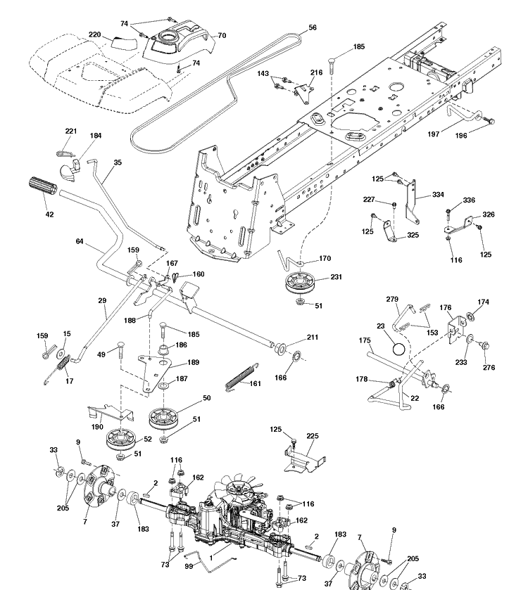 Drive Diagram and Parts List for LGT2654 (96043018300)(2013-09) Husqvarna Lawn Tractor