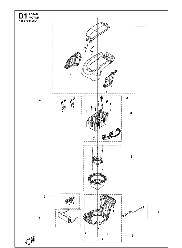Motor Diagram and Parts List for LC247I  Husqvarna Lawn Mower