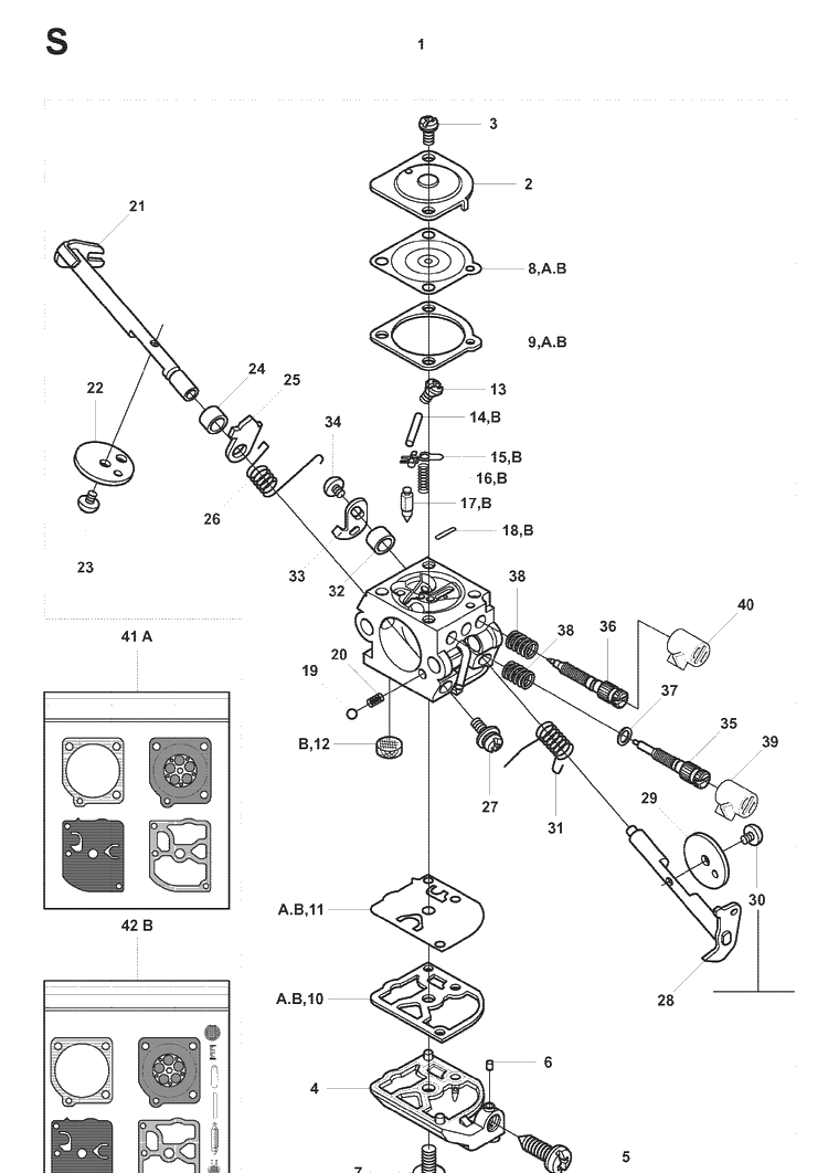 Carburetor Details Diagram and Parts List for 327LX 20080900001-Current Husqvarna Edger